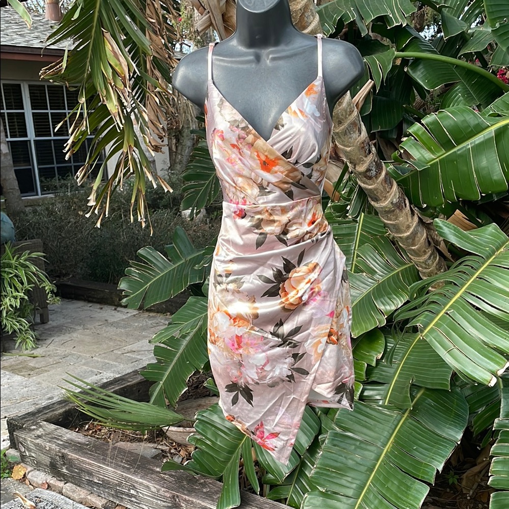 Emerald Sunday floral Wrap asymmetric dress